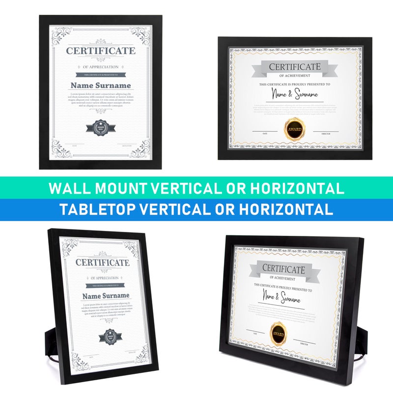 Beyond Your Thoughts 8.5"X11" Real Wood + Real Glass (Hang/Stand) Black Picture Photo Frame for Wall Top-Mounting Hardware Included(1 Pack) - Image 3